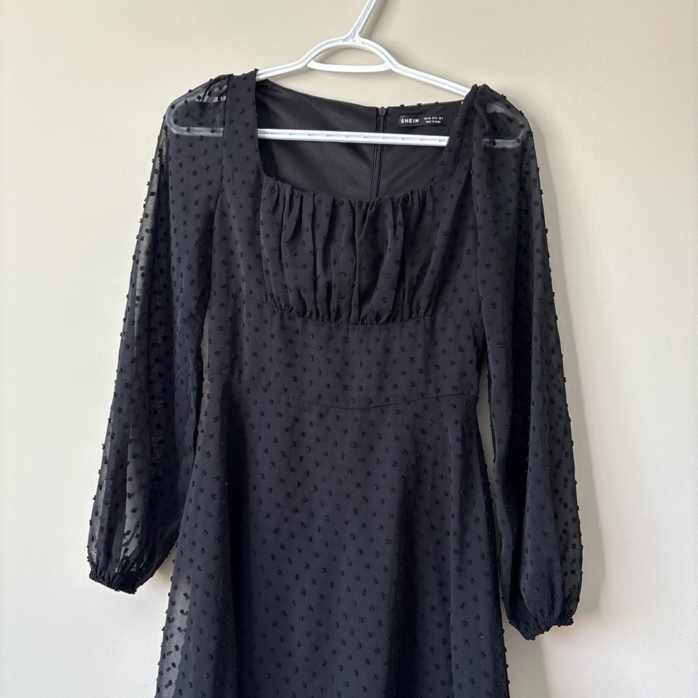 SHEIN Elegant Black Long Sleeve Dress